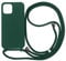 PuYu Zhe Compatible for iPhone 12/12 Pro Case,Silicone Crossbody Cover TPU Shell Adjustable Cord Lanyard Slim Stylish Shockproof Case-Dark Green