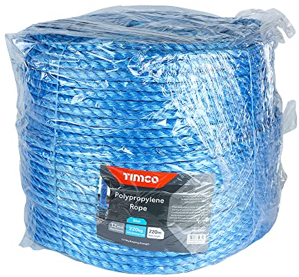 TIMCO Corde en polypropylène bleu sur enrouleur - 12 mm x 220 m