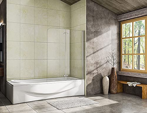 Acezanble 900x1400mm Hinge 2 Folding Bath Shower Screen Door Panel