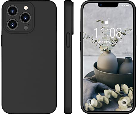 ORDA für iPhone 13 Pro Hülle Silikon Case, Handyhülle für iPhone 13 Pro mit Soft Microfiber, Flüssig Silikon Gel Gummi Kratzfeste Case Schutzhülle Schwarz