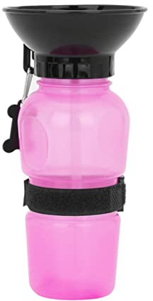 XKUN Bottiglia d'Acqua per Cani Bottiglia d'Acqua per Cani, Ciotola di Acqua di Alimentazione del Cane, Zucca per Cani Portatile, Bevitore di Cani, Forniture per Animali da Viaggio-Pink,500Ml
