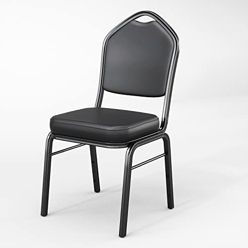 GGMMÖBEL Alexa | 2-er Set | Bankettstuhl | Bankettstühle | Bistrostuhl | Saalstühle | Konferenzstuhl | Gastrostuhl | Leder | Schwarz | Stapelbar