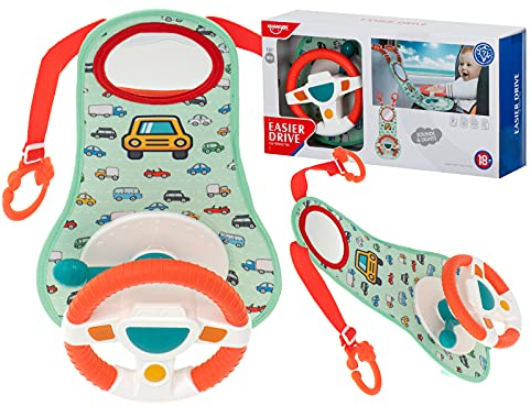 Interaktives Lenkrad für ein Auto mit Sound - Automatte - Simulation einer Fahrt - 10 Kindermelodien - Blinker-Tasten - Für Kleinkinder