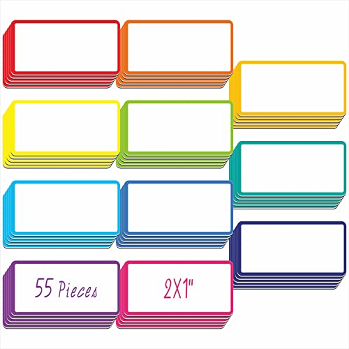 Magnetisches Namensschild-Etikett, trocken abwischbar, wiederverwendbar, Neon-Namensaufkleber, Rahmen in 11 Farben, für Whiteboards, Schließfächer, Kühlschrank, Schule, Büro, Zuhause (jeweils 5,1 x