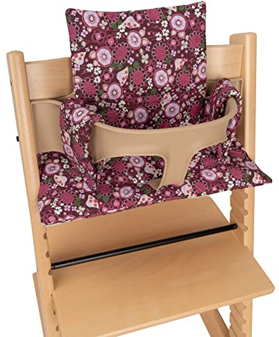 Funda Cojín para Trona Stokke. Compatible con Stokke, Stokke Tripp Trapp, Trip Trap Stokke, Stokke Trona Evolutiva y Stokke Trona (Flor Purple)