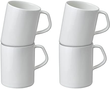Denby White Porcelain Small Coffee Mug Set of 4-200ml Classic Simple Tea Mug Set for Home & Office - Dishwasher Safe, Microwave Safe - Chip Resistant