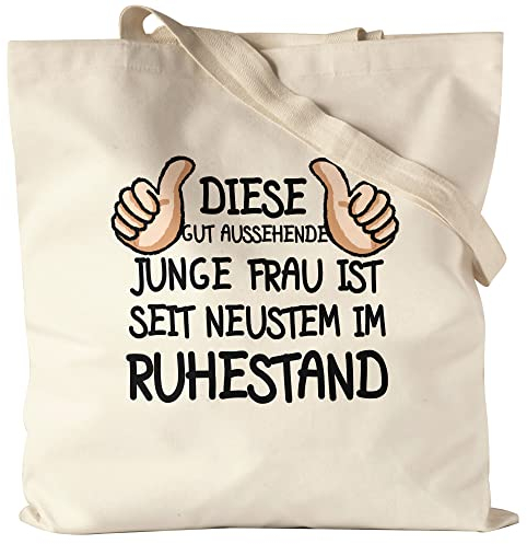 Hey!Print Rentnerin Jutebeutel Stoffbeutel Canvas Rente Lustig Spruch Ruhestand Rentner Pension