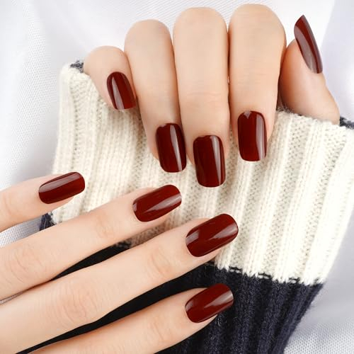 DANNI & TONI Halb ausgehärtete Gel Nagelfolien (Maroon) Bordeaux Weinrot Burgund Scharlachrot Einfarbig Gel Nagel Aufkleber, Halbgehärtete Nagelsticker Nageldesign Wraps 28 Aufkleber