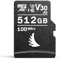 Angelbird - Carte mémoire micro SD V30 AV PRO - 512 Go - UHS-I A2 - (avec adaptateur de carte SD pleine grandeur) - Photo et vidéo 4K+ - Drones - Caméras d'action - Smartphones - Gaming.