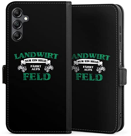 Klapphülle kompatibel mit Samsung Galaxy A 14 5G Handyhülle aus Kunst Leder schwarz Flip Case Landwirtschaft Weisheiten Traktor