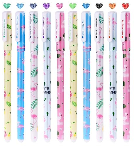OFFCUP Flamingo Stifte, 10 Stück Flamingo Gel Pen Set, Gelstifte Bunt,Feine Spitze, Durchmesser der Spitze 0,38mm, für Schule, Büro, Zuhause Geburtstagsgeschenk Bürobedarf