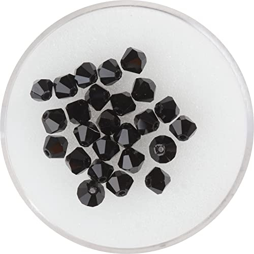 PRACHT Glasschliffglitzerperlen 4 mm Glasperlen Set 25 Stk Jet