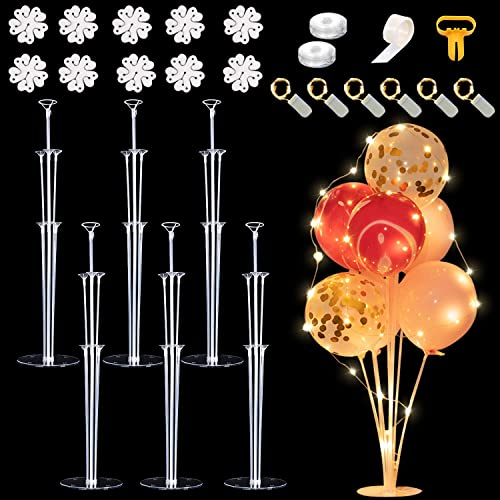 PIXHOTUL Décoration de ballon - Lot de 6 supports de ballons, 10 clips de fleur de ballon, matériau plastique de haute qualité, parfait pour un anniversaire, une fête prénatale, un mariage et plus