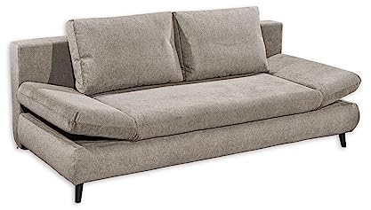 SUNNY Bequemes Schlafsofa mit Bettkasten, Taupe - Ausziehbares Sofa mit Schlaffunktion - 212 x 76 (88) X 101 cm (B/H/T)