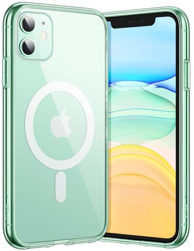 JETech Magnetisch Hülle für iPhone 11 6,1 Zoll Kompatibel mit MagSafe Kabellosem Laden, Stoßfeste Stoßstange Handyhülle, Kratzfeste Transparente Rückseite (Nachtgrün)