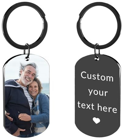 CWYW Benutzerdefinierte Schlüsselbund Mit Bild Doppelseitig Personalisierter Schlüsselanhänger Gravur Schlüsselanhänger für Männer Frauen Geschenke