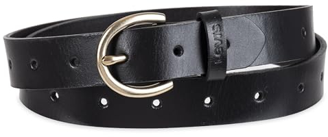 Levi's Damen Voll Verstellbarer, schmaler Gürtel, Schwarz perforiert, 1X