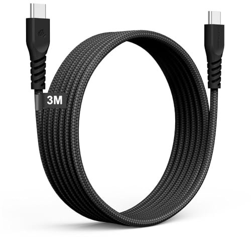 3M USB C to USB C Long Charger Cable 60W STRONG Braided C to C Cable Fast Charging Type C Data Lead Compatible with iPhone 15/16, iPad Pro 2022, iPad Air 4/5, Samsung S24/S23/S21/A55/A15,Honor, Switch