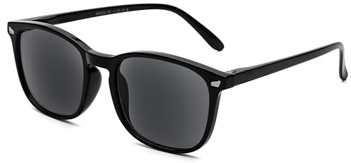 DOOViC Sonnen Lesebrille Herren 1,0 Groß Eckig Schwarz Sonnenbrille mit Sehstärke für Damen