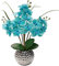 Kunstblumen Orchidee Künstliche Kunstpflanze Phalaenopsis Blumen Deko Höhe 49 cm, Fest verankert im Keramiktopf (Hellblau)