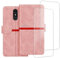 ESACMOT Handyhülle Kompatibel mit LG Q7 + [2 Pack] Displayschutzfolie Glasfolie, Premium Leder Magnet Schutzhülle Cover für LG Q7 Plus (5,5 Zoll) Rosa