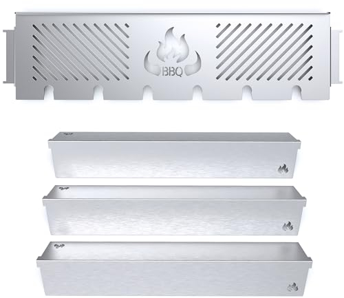 teileplus24 BRWR05 Gasgrill Edelstahl Brennerabdeckung und Multifunktions-Warmhalterost kompatibel mit Napoleon Rogue 425er | Edelstahl | Passgenau | Rostfrei, Farbe:3 Leisten + Rost
