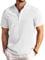 COOFANDY Men Casual Henley Shirt Short Sleeve Band Collar Summer Beach Textured Shirts White XXL