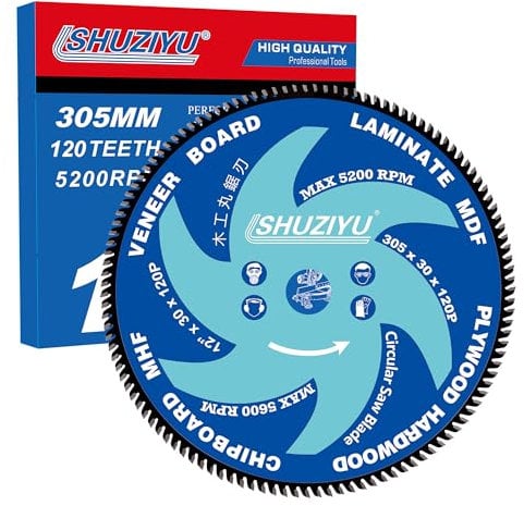LSHUZIYU, 305mm 120T, Industrial Grade, Centre hole 30mm with 25.4-22.23-20-15.88mm Washer. Ultra Thin Kerf 2.2mm. Wood Cutting Circular Saw Blade, Mitre Saw Blade, Table Saw Blade