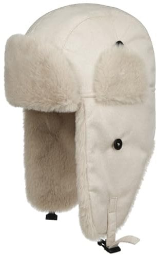 Seeberger Finola Fliegermütze Pilotenmütze Wintermütze Lapeer Damen - mit Ohrenklappen, Futter Herbst-Winter Winter - S (54-55 cm) beige