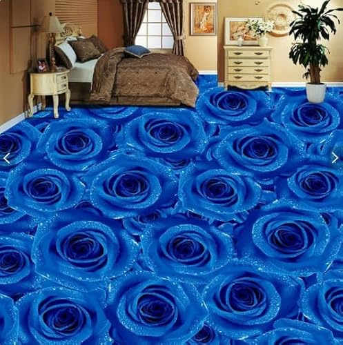 Peinture Murale De Sol 3D Personnalisée, Rose Bleue, Salon, Chambre À Coucher, Salle De Bains, Résistante À L'usure, Antidérapante, Imperméable,400cmX280cm