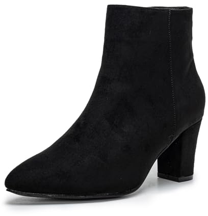 Stivaletti corti alla caviglia da donna classici con tacco grosso, stivali al polpaccio, scarpe eleganti alla moda per feste, 41 EU