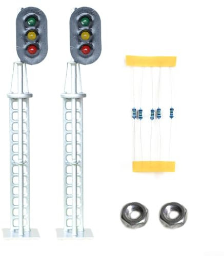 O Scale Model Train Block Signals, Silver LED Light, Easy Installation