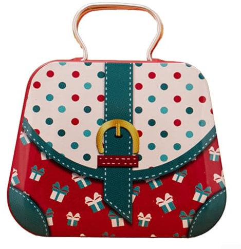 Advokingtap Scatola di latta natalizia a forma di borsa, perfetta per biscotti e piccoli tesori (C)