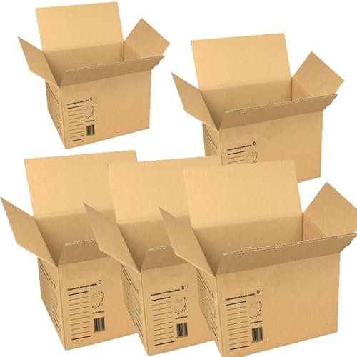 Suinga Set aus 5 Umzugskartons 39x30x30 cm | Widerstandsfähig und Vielseitig für Verpackung und Lagerung