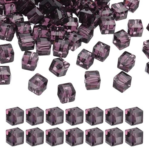 PATIKIL Kristallglasperlen, würfelförmig, 6 mm, 100 Stück, quadratische Glasperlen, lose Glasperlen für mehrere Kordeln, Armbänder, Schmuckherstellung, Halsketten, Ohrringe, Dekorationen,
