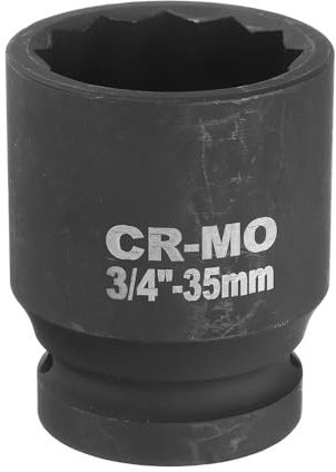 QUARKZMAN Llave de vaso de impacto 12 puntos 35mm para tuercas de eje 3/4 | métricas para reparación de automóviles fácil de quitar