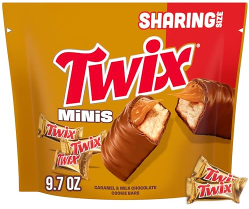 TWIX Minis Caramel, Cookie and Milk Chocolate Minis Individually Wrapped Party Candy Chocolate Candy Bars, Sharing Size, 9.7 Oz Candy Bag