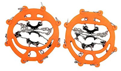 WRITWAA 8 Picos De Pista Tacos De Hielo para Zapatos Crampones para Senderismo Crampones De Hielo Orange