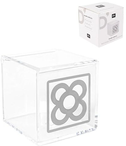 ROCKING GIFTS Saliera in plastica trasparente quadrata Panot di Barcellona, Barattolo per sale e spezie per cucina e tavolo da pranzo