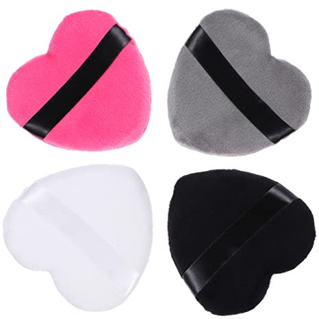 VINTORKY 4stücke Herzförmige Make-up-puderquasten Aus Reiner Baumwolle Weiche Kosmetik-pads Mit Halteriemen Hautfreundlich Für Gesichtspuder Losen Und Mineralpuder