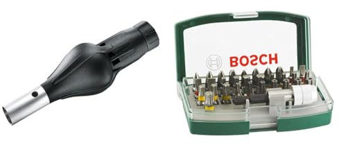 Bosch Home and Garden 1600A001YC IXO BBQ Blower Adapter, Black, Aufsatz + 32pc. Screwdriver Bit Set (PH-, PZ-, Hex-, T-, TH-, S-Bit, Accessories Drill and Screwdriver)
