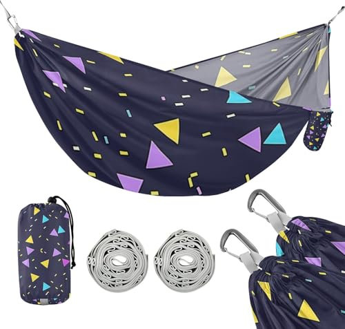 Neon Colored Triangles 330lb Capacity Camping Hammock with Portabl Carry Bag Tree Hammock for Outside Camping Essentials capas para la Lluvia