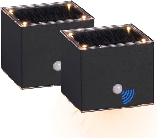 Northpoint LED Solar Wandleuchte mit Bewegungsmelder Up & Down-Technik warmweiß, Ideal für Eingangsbereiche und Terrassen (Würfel 2er-Set)