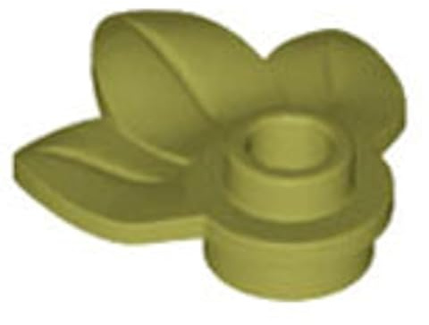 LEGO Plant Plate, Round 1 x 1 with 3 Leaves Part 32607 (Olive Green, 10, Bricks)