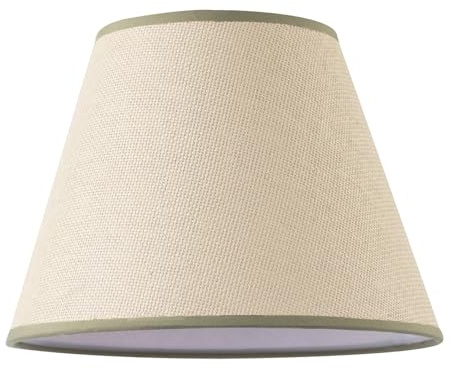 Traditional Rattan Tweed Lamp Shade with Olive Green Cotton Fabric Trims | 25cm x 19cm | for Ceiling Pendant or Table Lamp Base by Happy Homewares