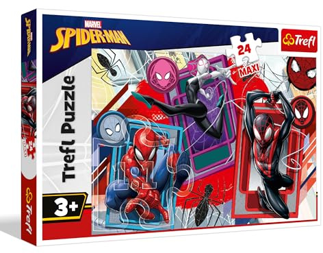 Trefl - Puzzle 24 Maxi Elemente, Spinneninstinkt, Spider-Man, Marvel, 3+