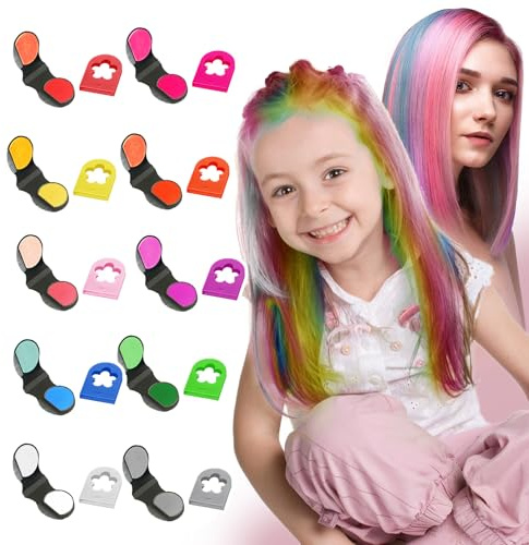 HaiolorPro Hair Chalks for Girls Kids, 10PCS Washable Temporary Hair Dye Colour, Coloured Hair Spray Wash Out, Teenage Girls Christma s Gifts for 5-15 Year Old(New Upgrade)