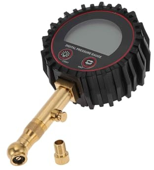 A ABSOPRO Digitaler Reifendruckmesser 200PSI 1 Stk Für Auto SUV LKW | 7cm/2,76 Zoll, Ohne Batterie, Stahl Und Messing, Leuchtdisplay, Genauigkeit 2-3% Klasse B40.1, Für Fahrrad