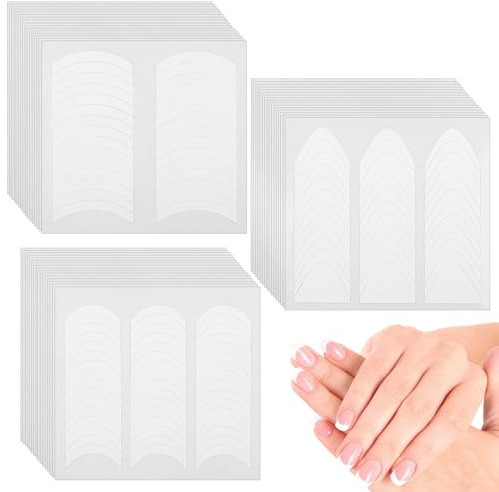 Elegaperma 48 Blatts Maniküre Schablone, French Maniküre Aufkleber, Selbstklebend French Nails Schablone für Exquisite Nageldesign, Französisch Nagelsticker(Weiß)