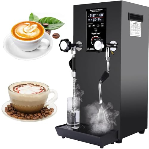 Commercial Milk Frother, 12L Full-Automatic Steam Boiling Water Frothing Machine, Electric Steam Milk Foam Maker with LCD Display for Espresso Coffee Tea Shop Dessert Shop Hotel Milk